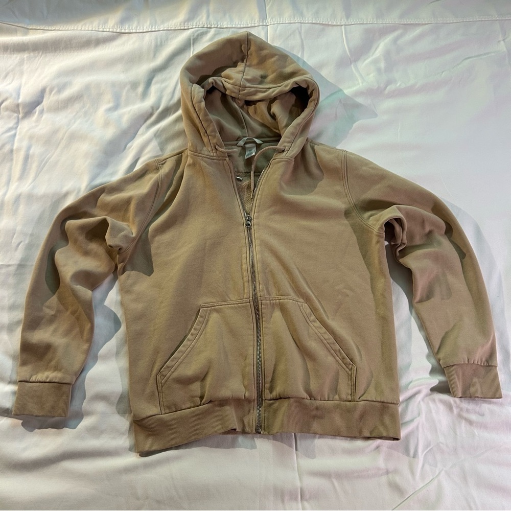 H&M Beige Zip-Up Hoodie